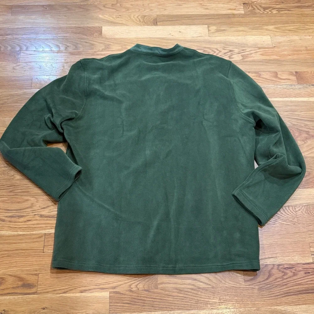 Mens Military Forest Green Fleece Henley‎ Pullover American Flag Patch 3XL